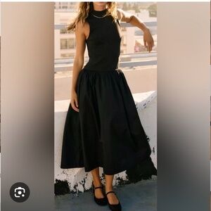 Free People Black pepita midi